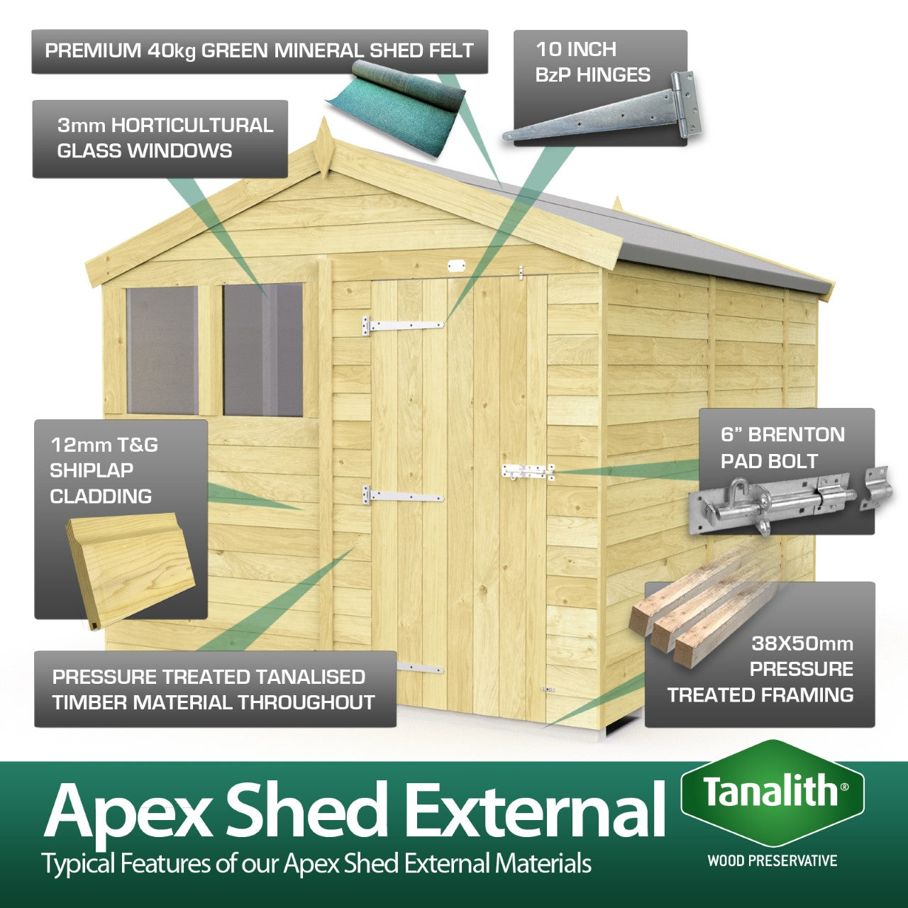 Apex Shed Single Door Window 6ft x 13ft