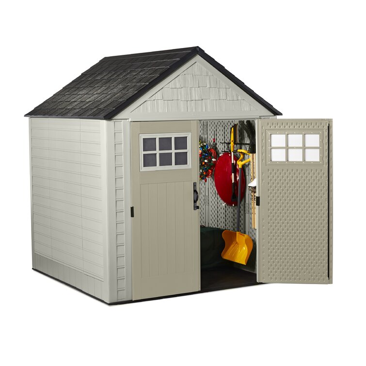 Rubbermaid 7×7 ft Durable Weatherproof Resin Outdoor Storage Shed
