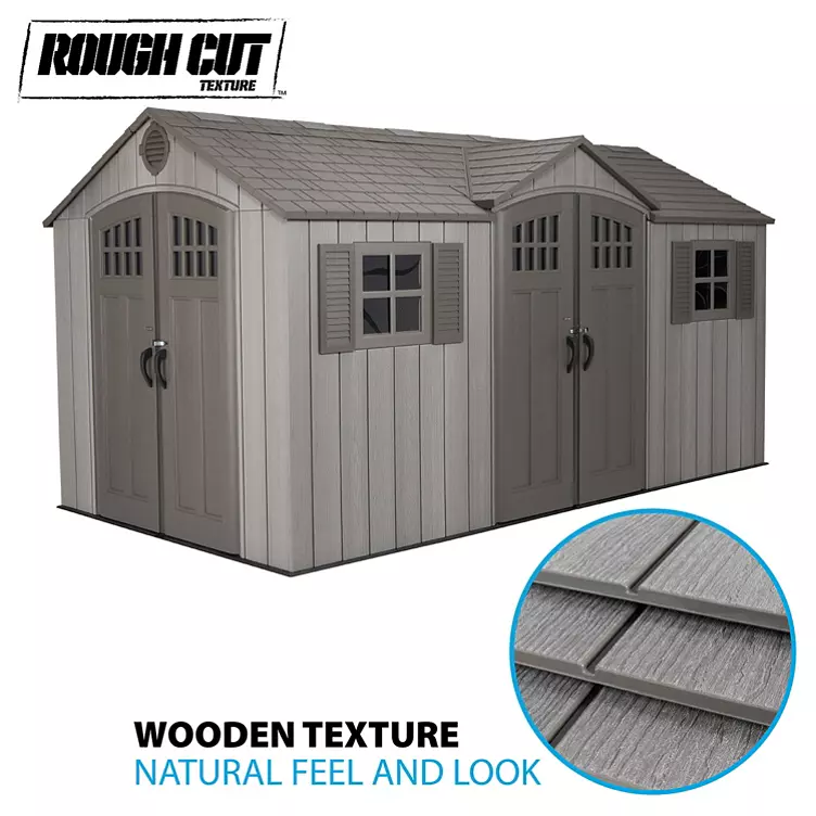 Lifetime 15 x 8 Rough Cut Dual-Entry Outdoor Storage Shed