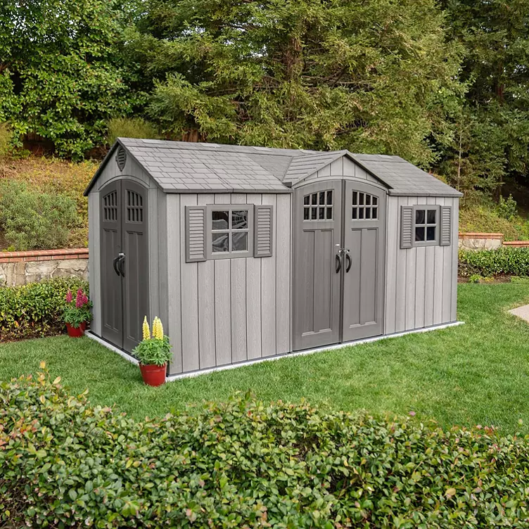 Lifetime 15 x 8 Rough Cut Dual-Entry Outdoor Storage Shed