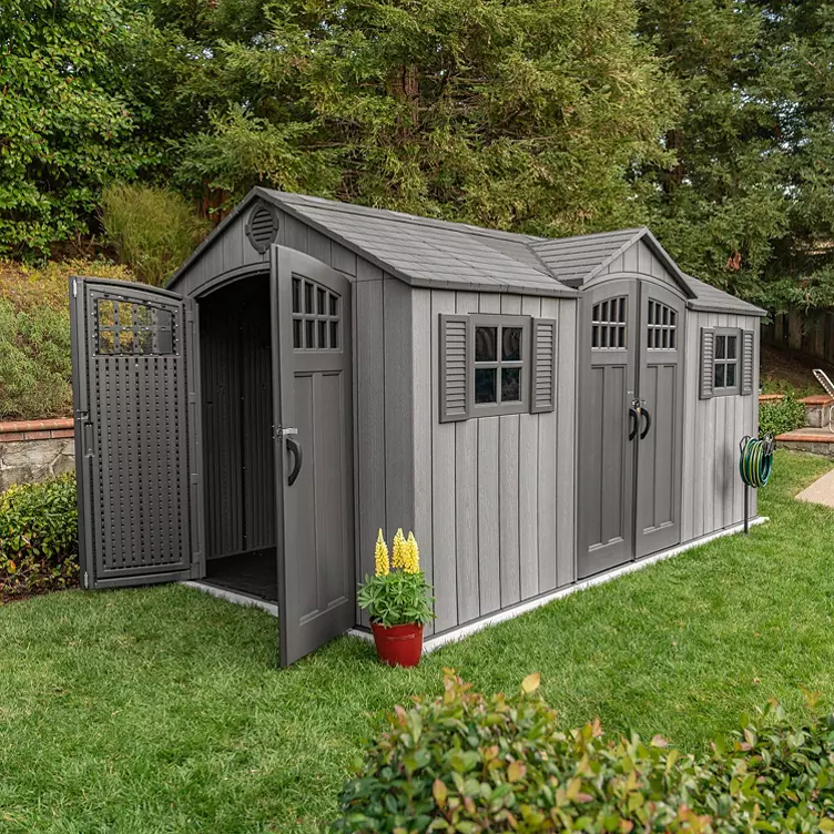 Lifetime 15 x 8 Rough Cut Dual-Entry Outdoor Storage Shed